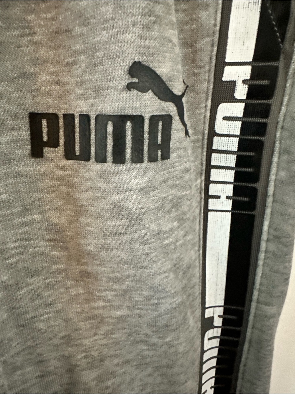 PUMA Men’s Amplified Logo Tape Jogger Sweatpants Gray Size Large - Picture 12 of 12